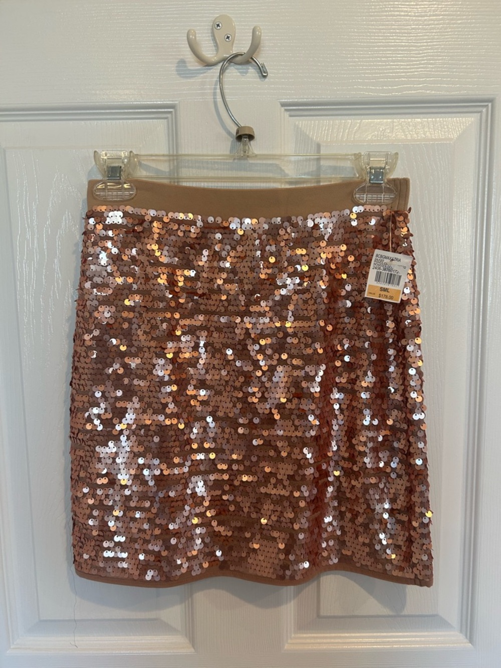Sequin Mini Skirt in Rose Gold